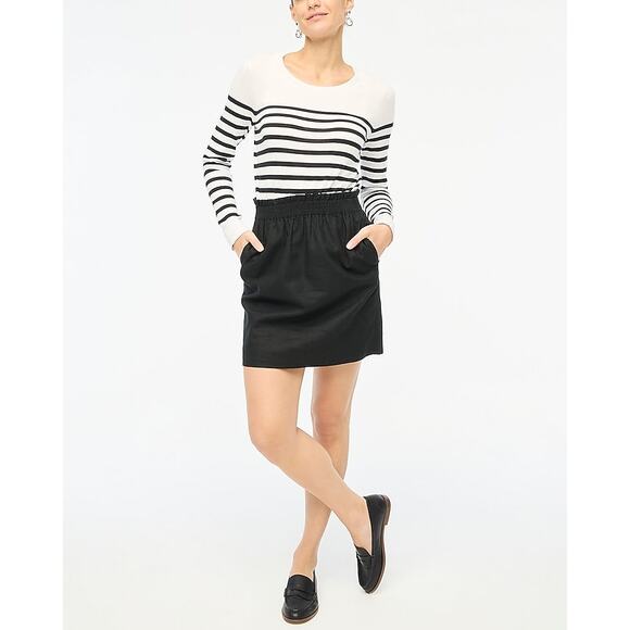 J.Crew Factory Linen-cotton blend city skirt Black 6 - Picture 1 of 2